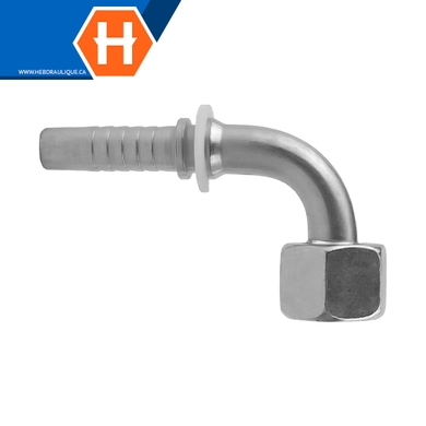 Raccord 2pcs 90° fem. métrique DIN L tournant