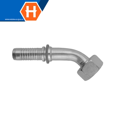 Raccord 2pcs 45° fem. métrique DIN L tournant