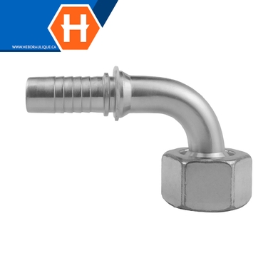Raccord 2pcs 90° fem. métrique DIN S tournant