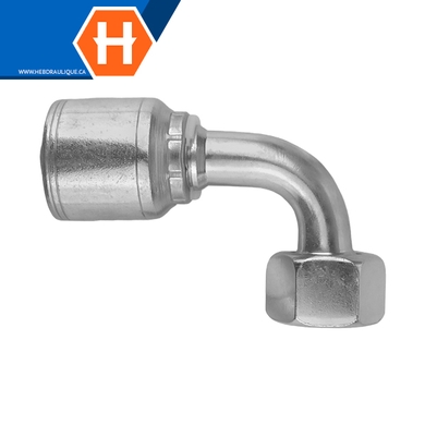 Raccord 1pc 90° fem. métrique DIN L tournant