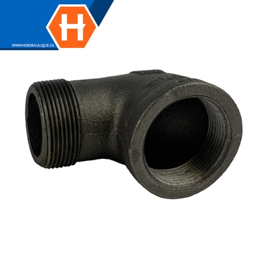 Coude 90° #150 - acier noir - M.NPT x F.NPT