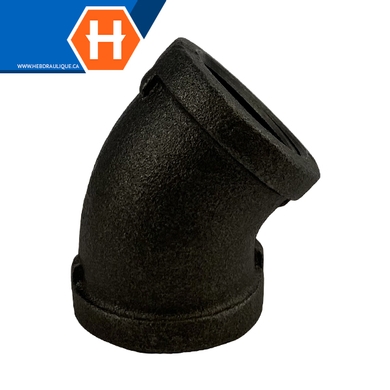 Coude 45° femelle #150 - acier noir - F.NPT