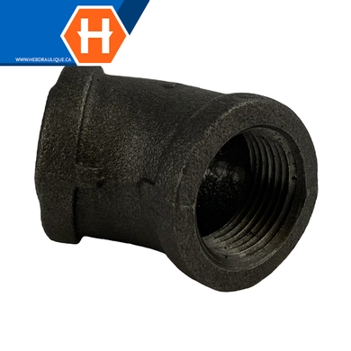 Coude 45° femelle #150 - acier noir - F.NPT