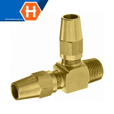 Brass air brake 13XX run tee adapter - tube x M.NPT
