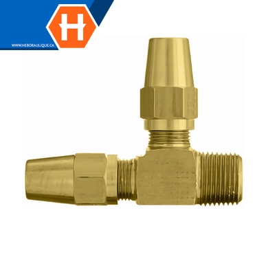 Brass air brake 13XX run tee adapter - tube x M.NPT