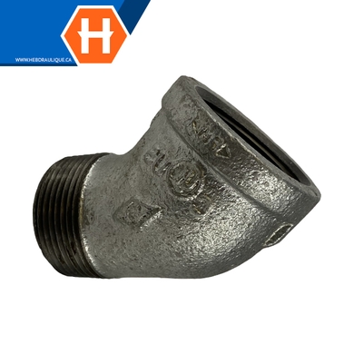 Coude 45° #150 - acier galvanisé - M.NPT x F.NPT