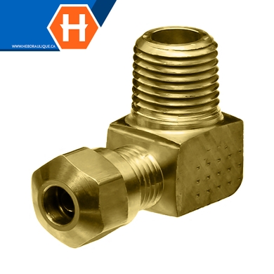 Adapt. 90° laiton - frein à air 14XX - tube x M.NPT