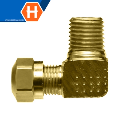 Adapt. 90° laiton - frein à air 14XX - tube x M.NPT