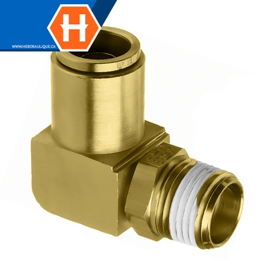 Adapt. 90° laiton - 18XX - tube x M.NPT tournant