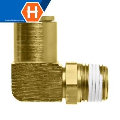 Adapt. 90° laiton - 18XX - tube x M.NPT tournant