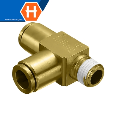 Brass 18XX run tee adapter - tube x M.NPT sw.