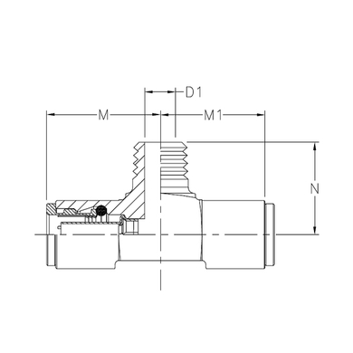 Brass 18XX branch tee adapter - tube x M.NPT