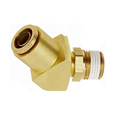 Adapt. 45° laiton - 18XX - tube x M.NPT tournant