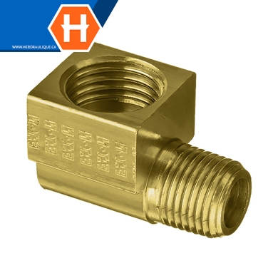 Adapt. 90° laiton - fem. « flare » inversé x M.NPT