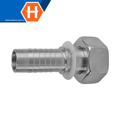 Raccord 2pcs fem. métrique DIN L tournant en inox