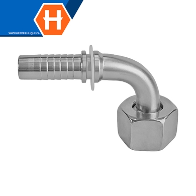 Raccord 2pcs 90° fem. DIN S tournant en inox