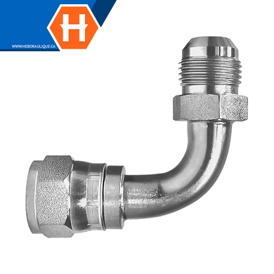 F.JIC swivel x M.JIC bent tube elbow 90° adapter