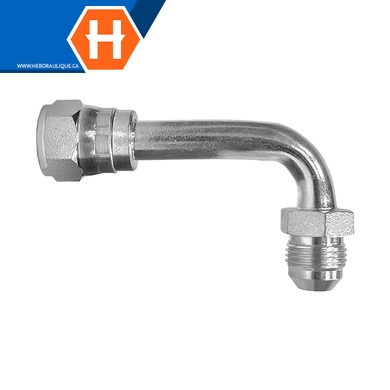 F.JIC swivel x M.JIC bent tube elbow 90° long adapt.