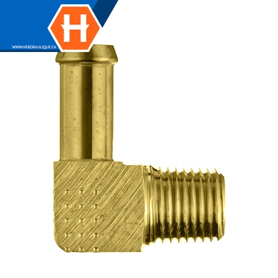Adaptateur 90° laiton - boyau x M.NPT rigide