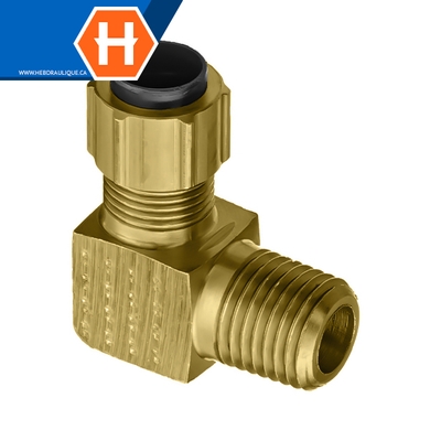 Adapt. polyline flareless 90° laiton - tube x M.NPT