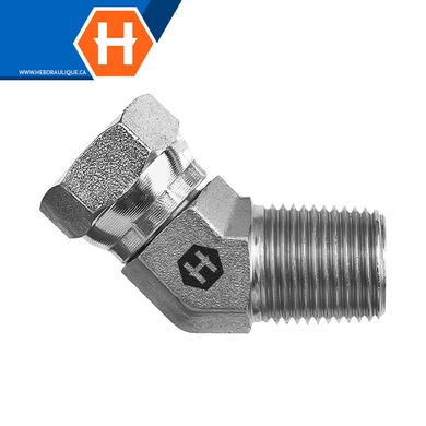 Adaptateur 45° F.NPT tournant x M.NPT