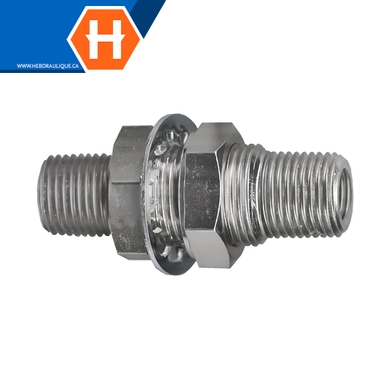 Adapt. union de cloison acier/laiton - M.NPT x F.NPT