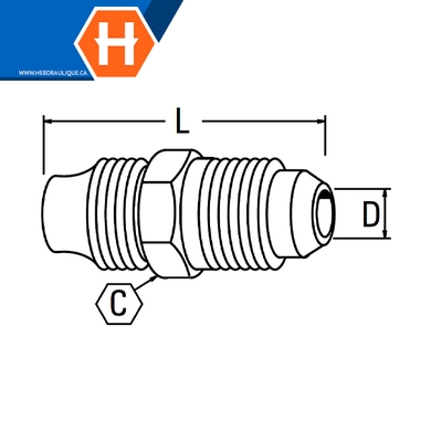 Adapt. type AC laiton M.SAE évasé 45° x M.flare inv.