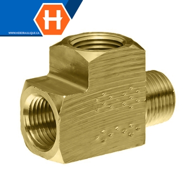 Adaptateur en T laiton - F.NPT x M.NPT en ligne