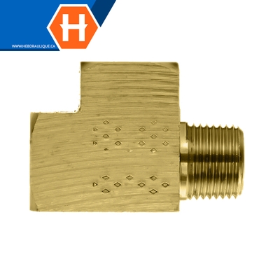 Adaptateur en T laiton - F.NPT x M.NPT en ligne
