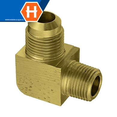 Adaptateur 90° laiton - M.SAE évasé 45° x M.NPT