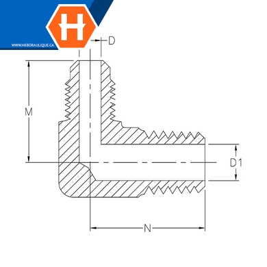 Adaptateur 90° laiton - M.SAE évasé 45° x M.NPT