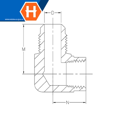 Adaptateur 90° laiton - M.SAE évasé 45° x F.NPT