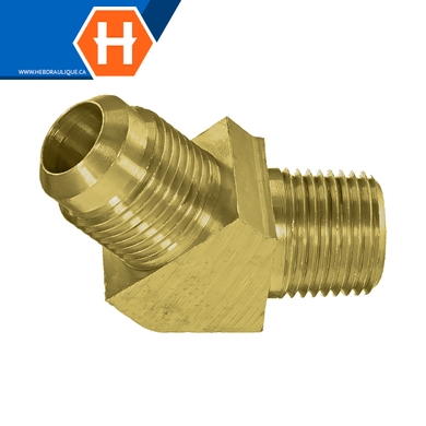 Adaptateur 45° laiton - M.SAE évasé 45° x M.NPT