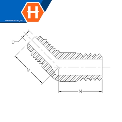 Adaptateur 45° laiton - M.SAE évasé 45° x M.NPT