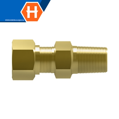 Connecteur compr. autocentré laiton - tube x M.NPT