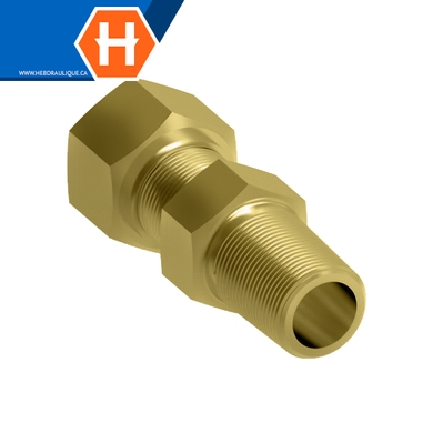 Connecteur compr. autocentré laiton - tube x M.NPT