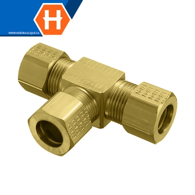 Adapt. union à compression autocentré en T laiton