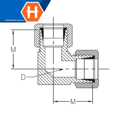 Adaptateur union 90° à compression autocentré laiton