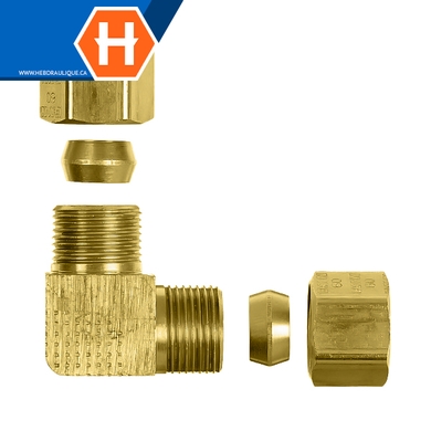 Adaptateur union à compression 90° laiton