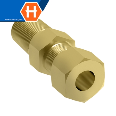 Connecteur compr. autocentré laiton - tube x M.NPT