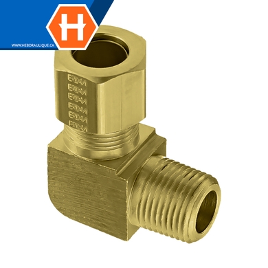 Adaptateur à compression 90° laiton - tube x M.NPT