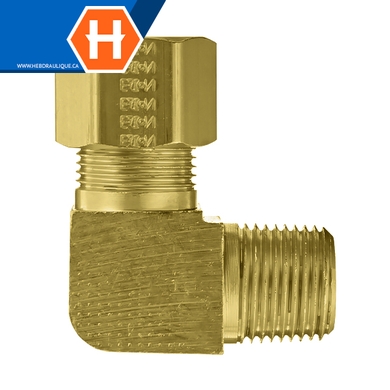 Adaptateur à compression 90° laiton - tube x M.NPT