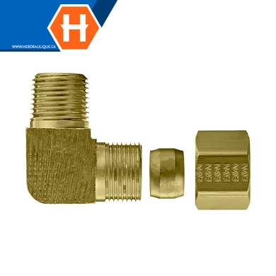Adaptateur à compression 90° laiton - tube x M.NPT