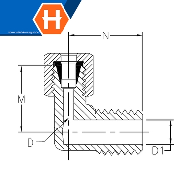 Adapt. 90° àcompr. autocentré laiton - tube x M.NPT