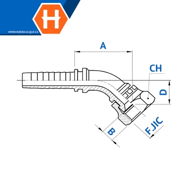 Fem. JIC swivel elbow 45° 2pcs fitting