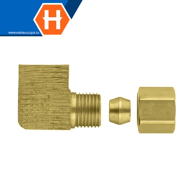 Adaptateur à compression 90° laiton - tube x F.NPT