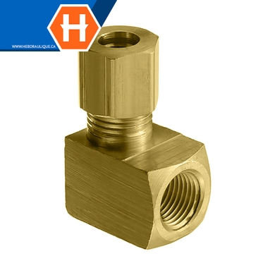 Adapt. 90° à compr. autocentré laiton - tube x F.NPT