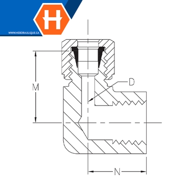 Adapt. 90° à compr. autocentré laiton - tube x F.NPT
