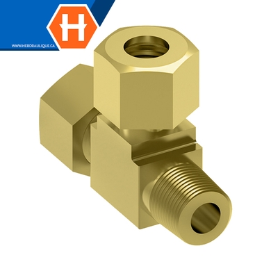 Adapt. compr. autocentré T laiton x M.NPT en ligne