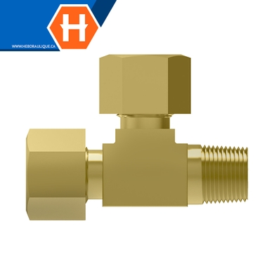 Adapt. compr. autocentré T laiton x M.NPT en ligne